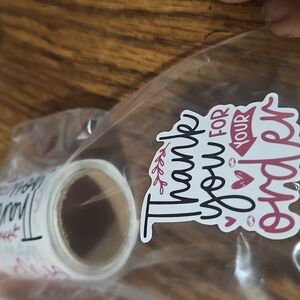 55 STICKERS - "Thank You For Your Order" - 2" - White/Black/Rose - NEW